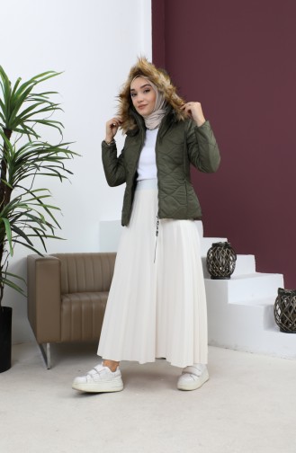 Kurze Wattierte Steppjacke Khaki 12256 14842