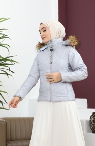 Kurze Wattierte Steppjacke Grau 12256 14843