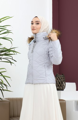 Kurze Wattierte Steppjacke Grau 12256 14843