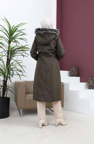 Bondit Fabric Zippered Coat 1123-05 Khaki Green 1123-04
