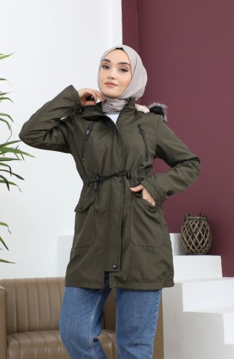 Fur Short Coat 7018-01 Khaki 7018-01
