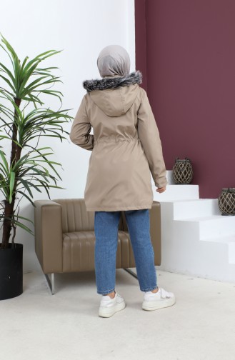 Kürklü Kısa Mont 7018-02 Bej