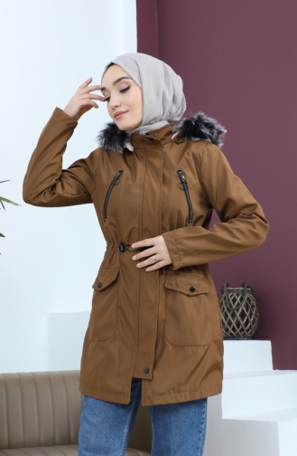 Fur Short Coat 7018-03 Tan 7018-03