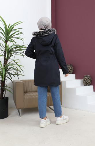 Fur Short Coat 7018-04 Dark Blue 7018-04