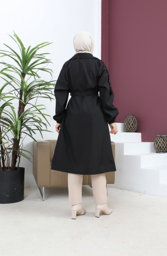 Gedetailleerde Trenchcoat Met Knopen Zwart 19147 14801