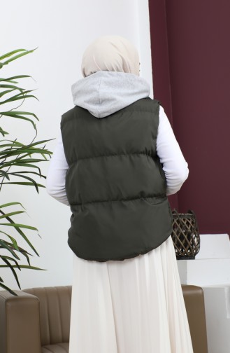 Hooded Puffer Vest Khaki 9471 13956