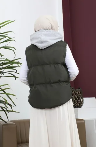 Hooded Puffer Vest Khaki 9471 13956