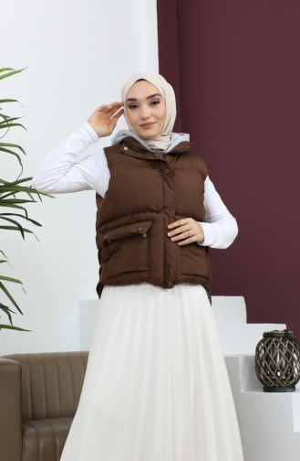 Gilet Gonflable à Capuche Marron 9471 13958