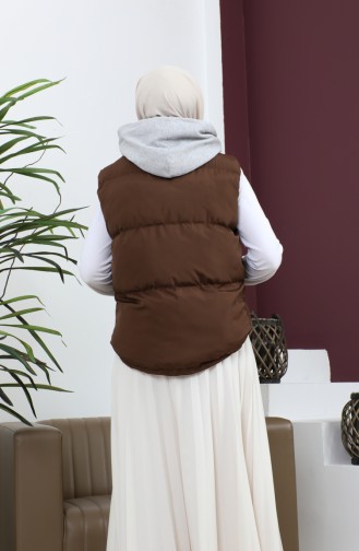 Gilet Gonflable à Capuche Marron 9471 13958