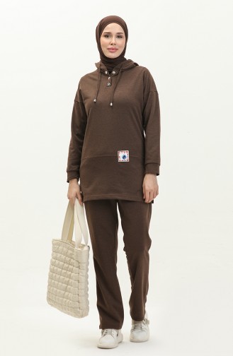 Hooded Tracksuit Set 3036-11 Brown 3036-11