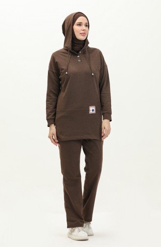 Hooded Tracksuit Set 3036-11 Brown 3036-11