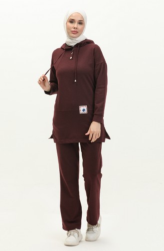 Hooded Tracksuit Set 3036-12 Plum 3036-12