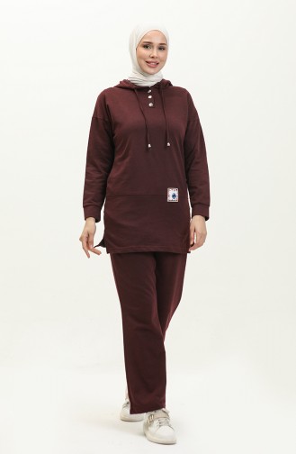 Hooded Tracksuit Set 3036-12 Plum 3036-12