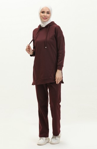 Elastic Detailed Tracksuit 3039-01 Plum 3039-01