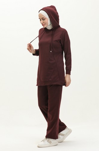 Elastic Detailed Tracksuit 3039-01 Plum 3039-01