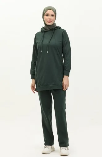 طقم رياضي بقبعة 3039-02 أخضر نفطي 3039-02