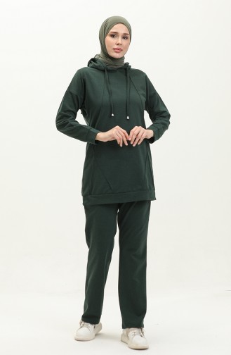 Elastic Detailed Tracksuit Set 3039-02 Naphtha Green 3039-02