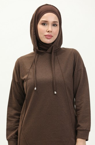 Elastic Detailed Tracksuit Set 3039-04 Brown 3039-04