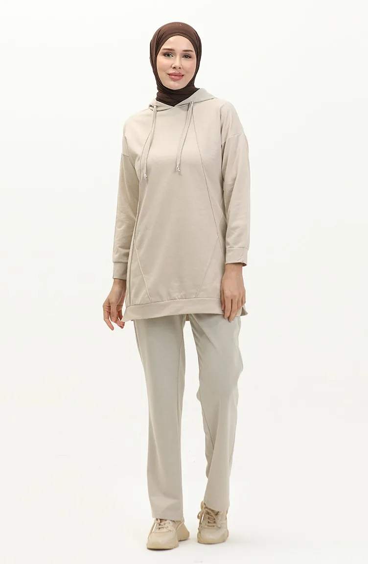 Çima Detaillierter Trainingsanzug 3039-07 Beige 3039-07