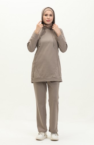 Elastic Detailed Tracksuit Set 3039-09 Mink 3039-09