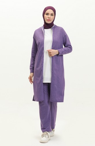 Zippered Tracksuit Set 3044-10 Dark Lilac 3044-10