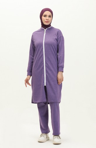 Zippered Tracksuit Set 3044-10 Dark Lilac 3044-10