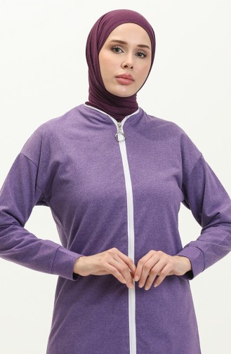 Zippered Tracksuit Set 3044-10 Dark Lilac 3044-10