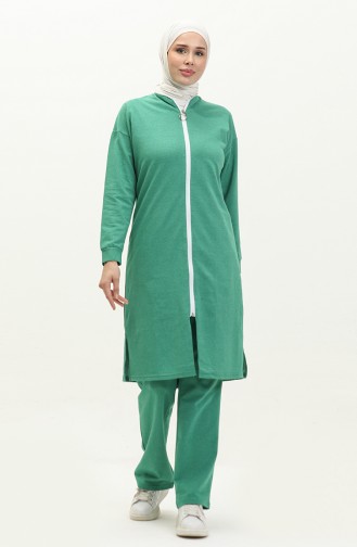 Zippered Tracksuit Set 3044-13 Green 3044-13