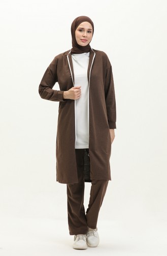 Zippered Tracksuit Set 3044-14 Brown 3044-14