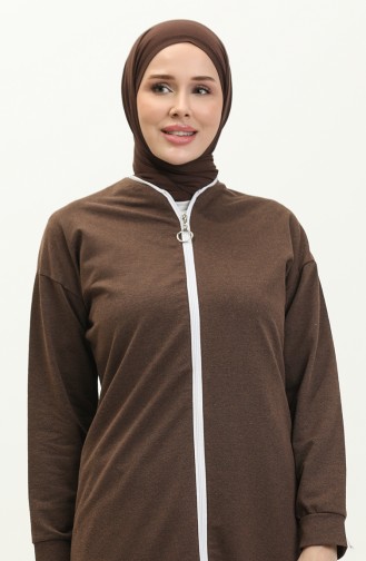Zippered Tracksuit Set 3044-14 Brown 3044-14