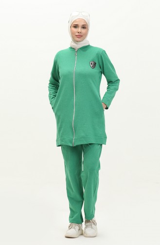 Zippered Tracksuit Set 3057-02 Green 3057-02