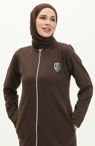 Fermuarlı Eşofman Takım 3057-03 Kahverengi