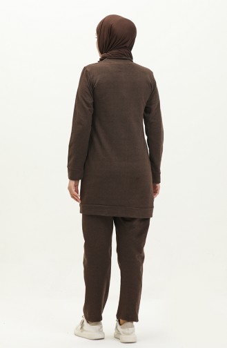 Fermuarlı Eşofman Takım 3057-03 Kahverengi