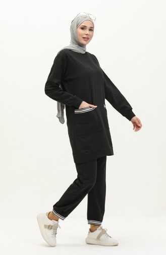 Two Piece Tracksuit Set 23013-01 Black 23013-01