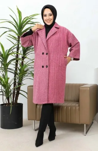 Manteau Cachemire Boutonné 0061A-01 Rose Poudré 0061A-01