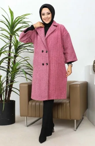 Manteau Cachemire Boutonné 0061A-01 Rose Poudré 0061A-01