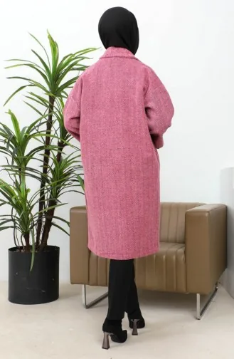 Manteau Cachemire Boutonné 0061A-01 Rose Poudré 0061A-01