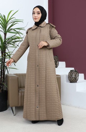 Manteau Matelassé à Motif Diamants Grande Taille 5062-04 Vison 5062-04