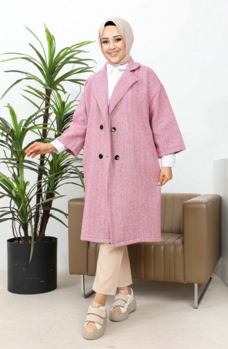 Düğmeli Kaşe Kaban 0061A-02 Pudra