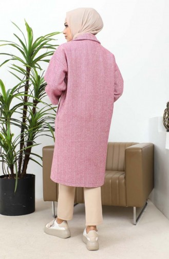 Düğmeli Kaşe Kaban 0061A-02 Pudra