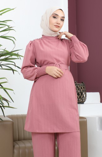 Costume Avec Ceinture Détaillée En Pierre Dusty Rose 19112 14749