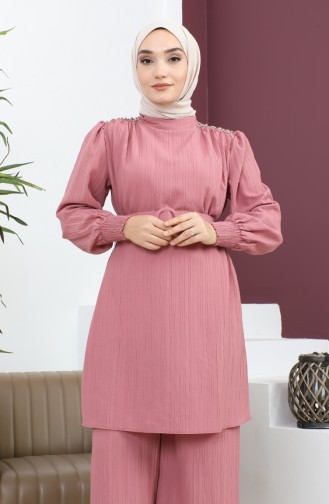 Costume Avec Ceinture Détaillée En Pierre Dusty Rose 19112 14749