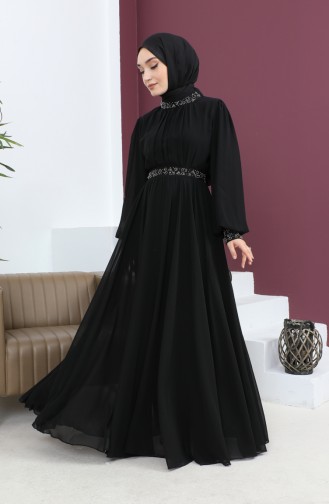 Black Hijab Evening Dress 14137
