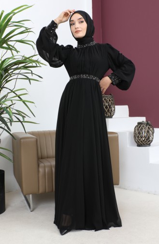 Schwarz Hijab-Abendkleider 14137