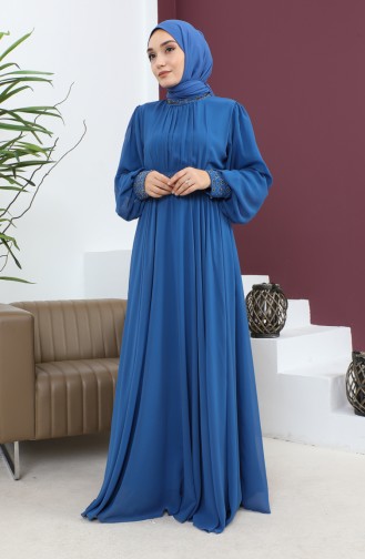 Indigo Hijab Evening Dress 14138