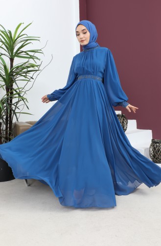 Indigo Hijab Evening Dress 14138