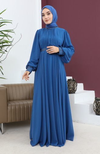 Indigo Hijab Evening Dress 14138