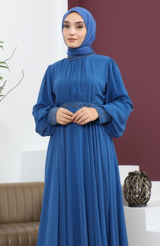 Indigo Hijab Evening Dress 14138