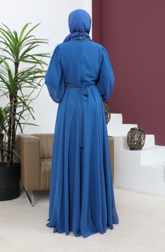 Indigo Hijab Evening Dress 14138