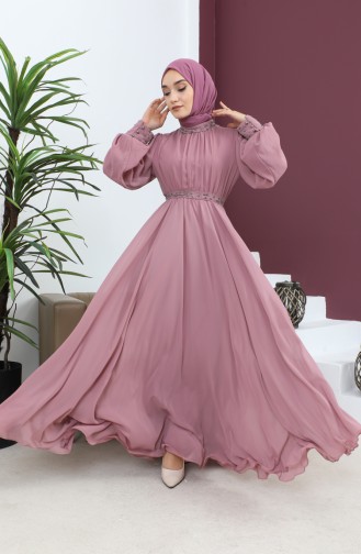 Dusty Rose Hijab Evening Dress 14139